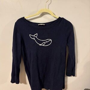 LOFT Navy Knit with White Whale Motif
